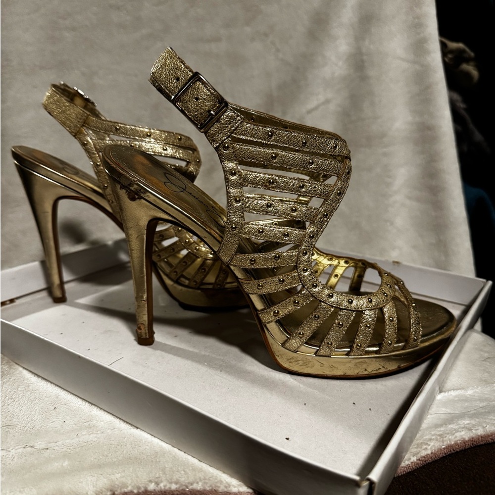 Jessica Simpson Gold Glitter Heels
